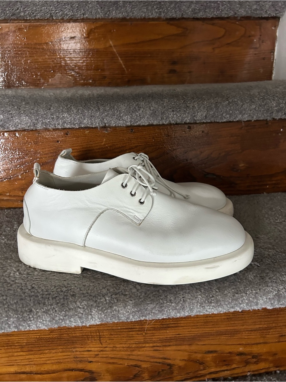 Marsèll Gommello Leather Derby Shoes Size 40 White Platform